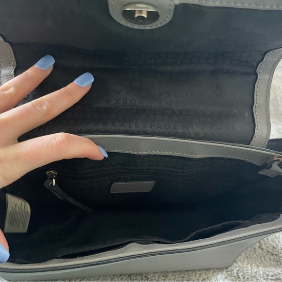 Kate Spade multi tone colorblock purse tote bag crossbody black light gray navy - Picture 3 of 7